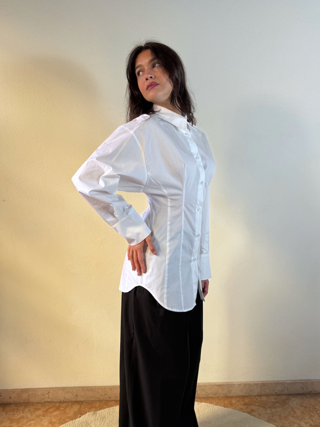CAMICIA SFIANCATA IN POPELINE