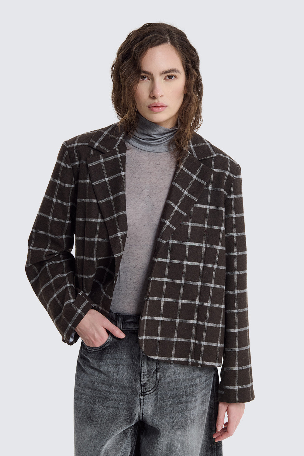BLAZER BOXY CHECK IN PANNO