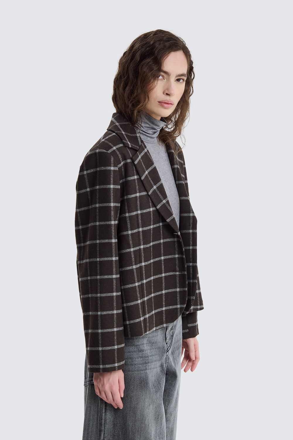 BLAZER BOXY CHECK IN PANNO