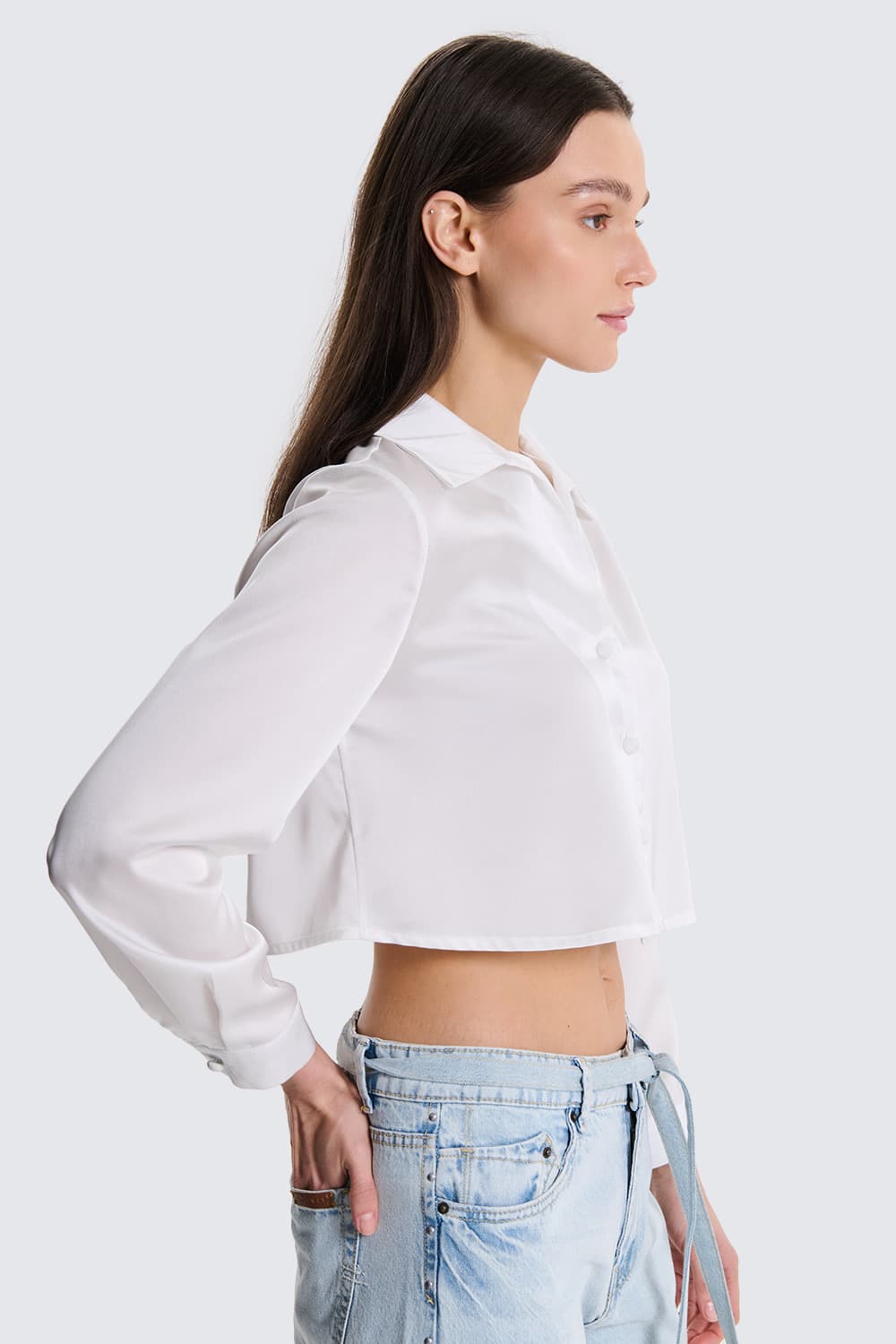 Camicia Crop Raso