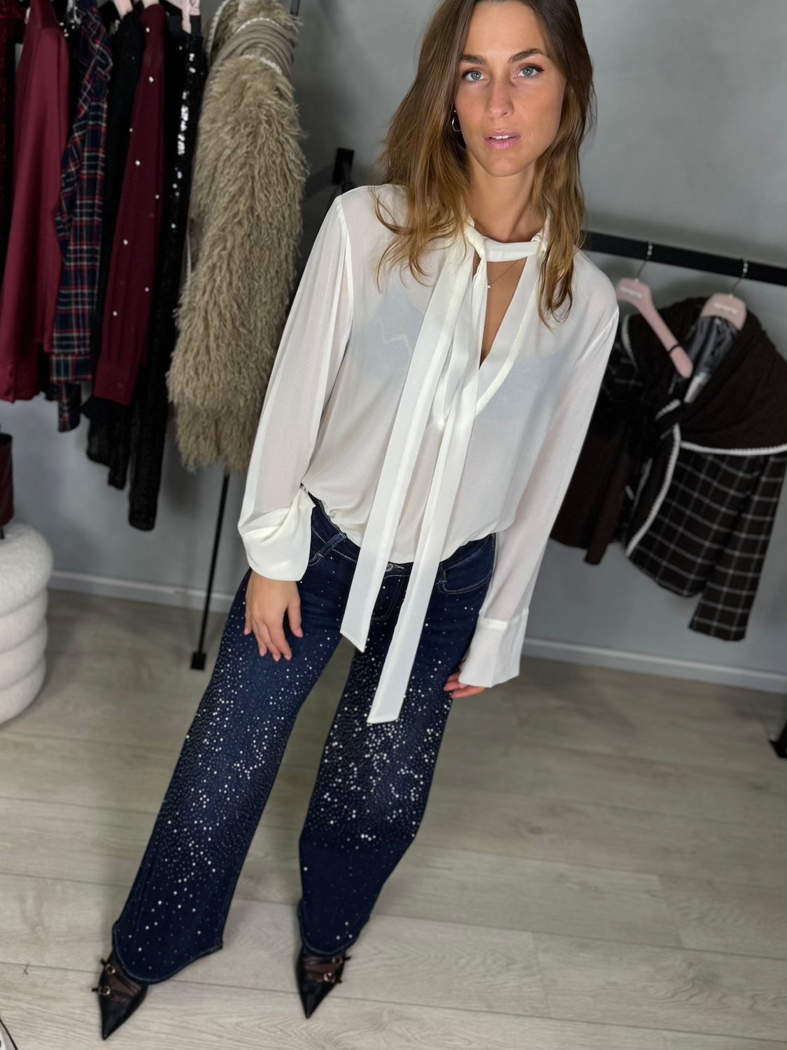 JEANS PALAZZO STRASS