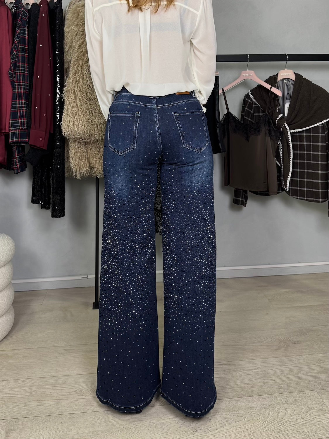 JEANS PALAZZO STRASS