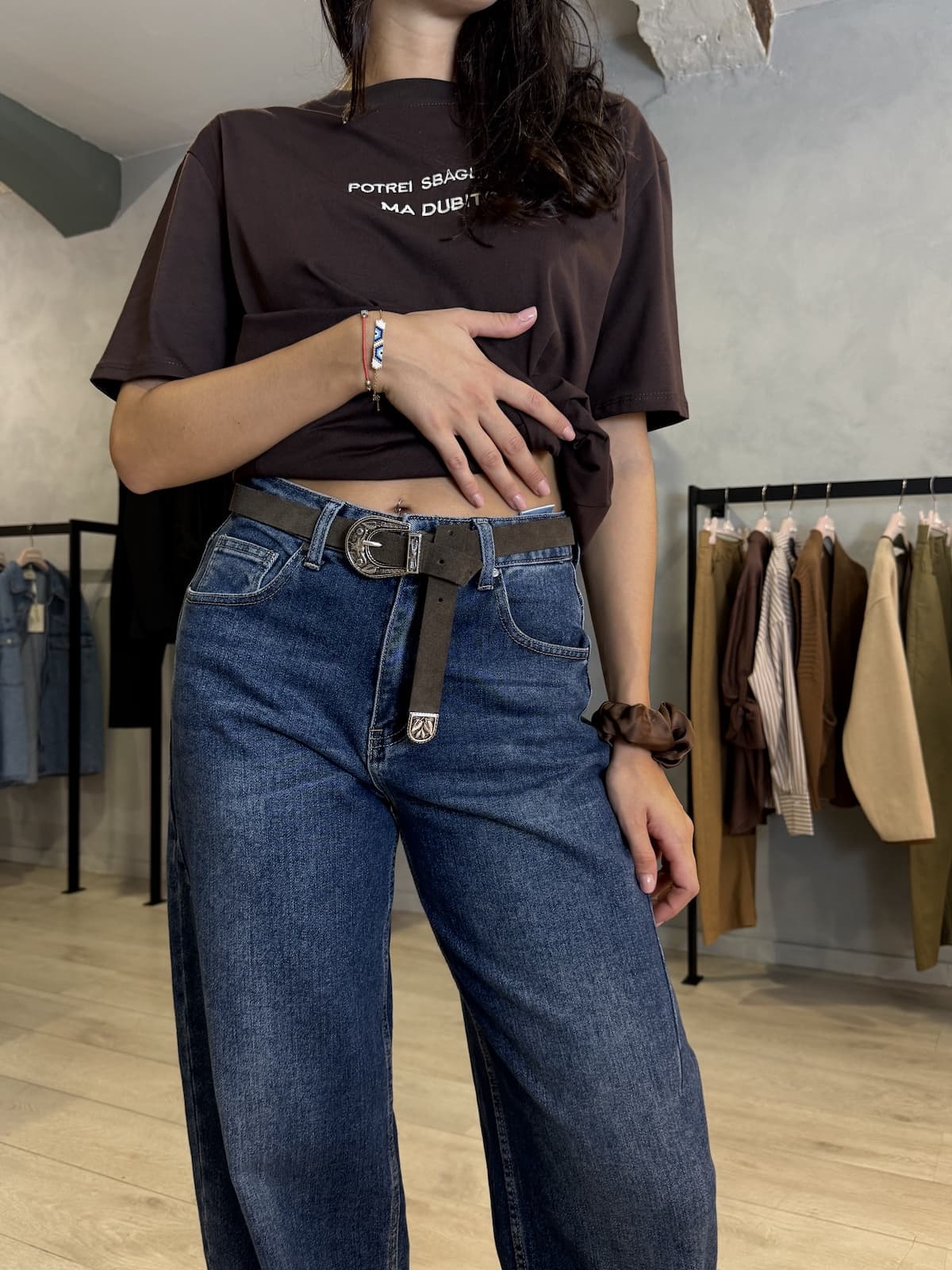 CINTURA CAMOSCIO CON FIBBIA COWBOY