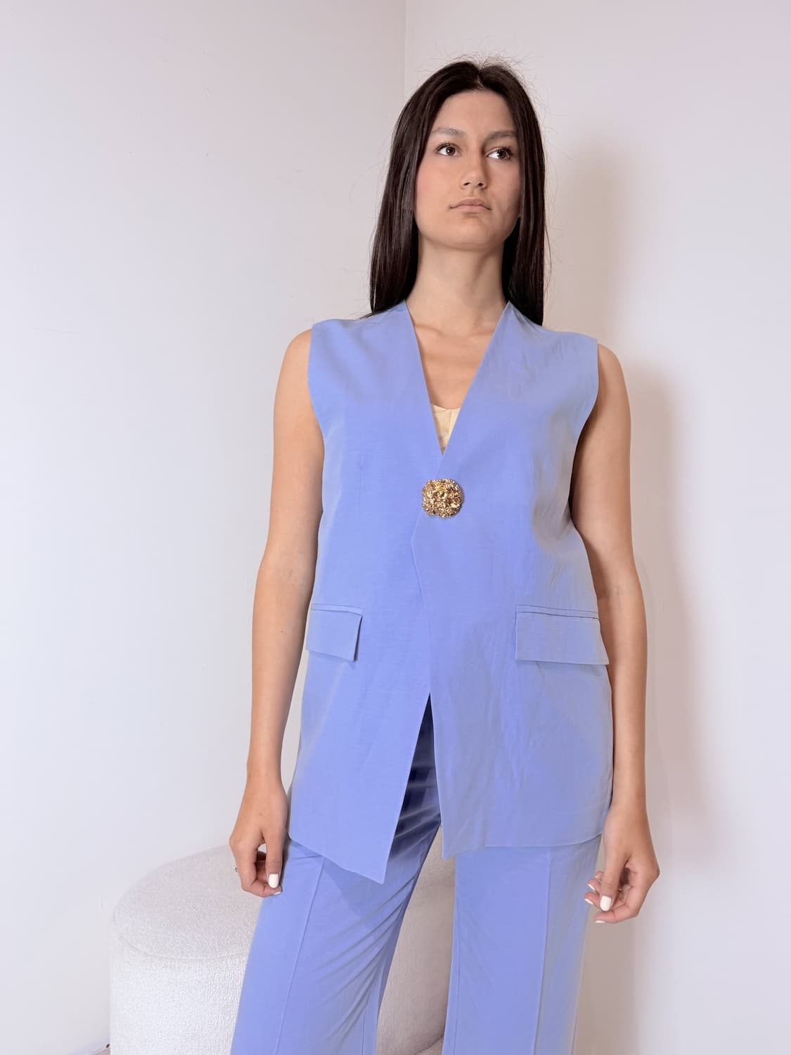 Gilet Lino con Spilla