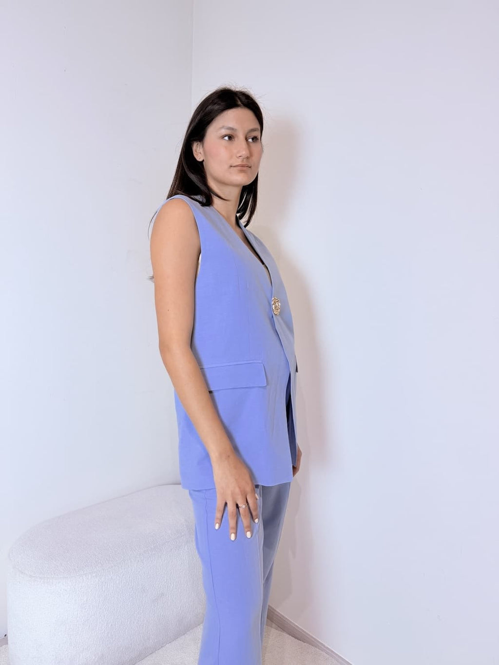 Gilet Lino con Spilla