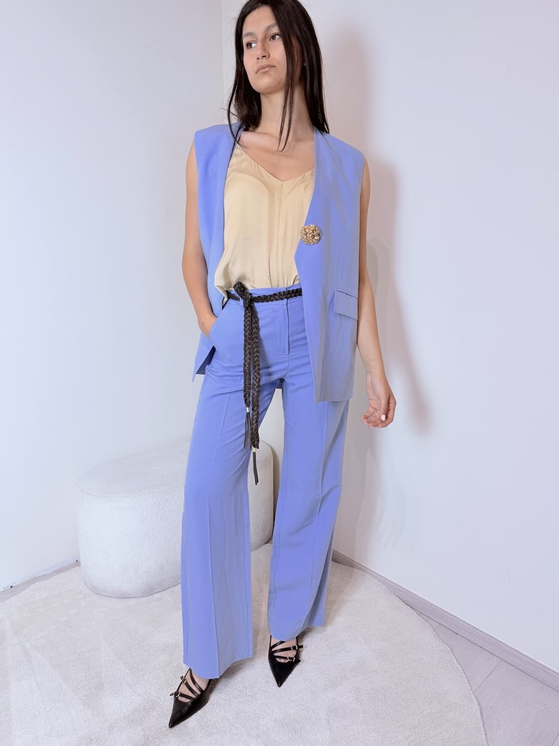Gilet Lino con Spilla