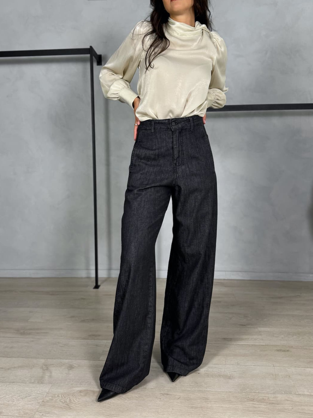 JEANS GAMBA DRITTA NERO