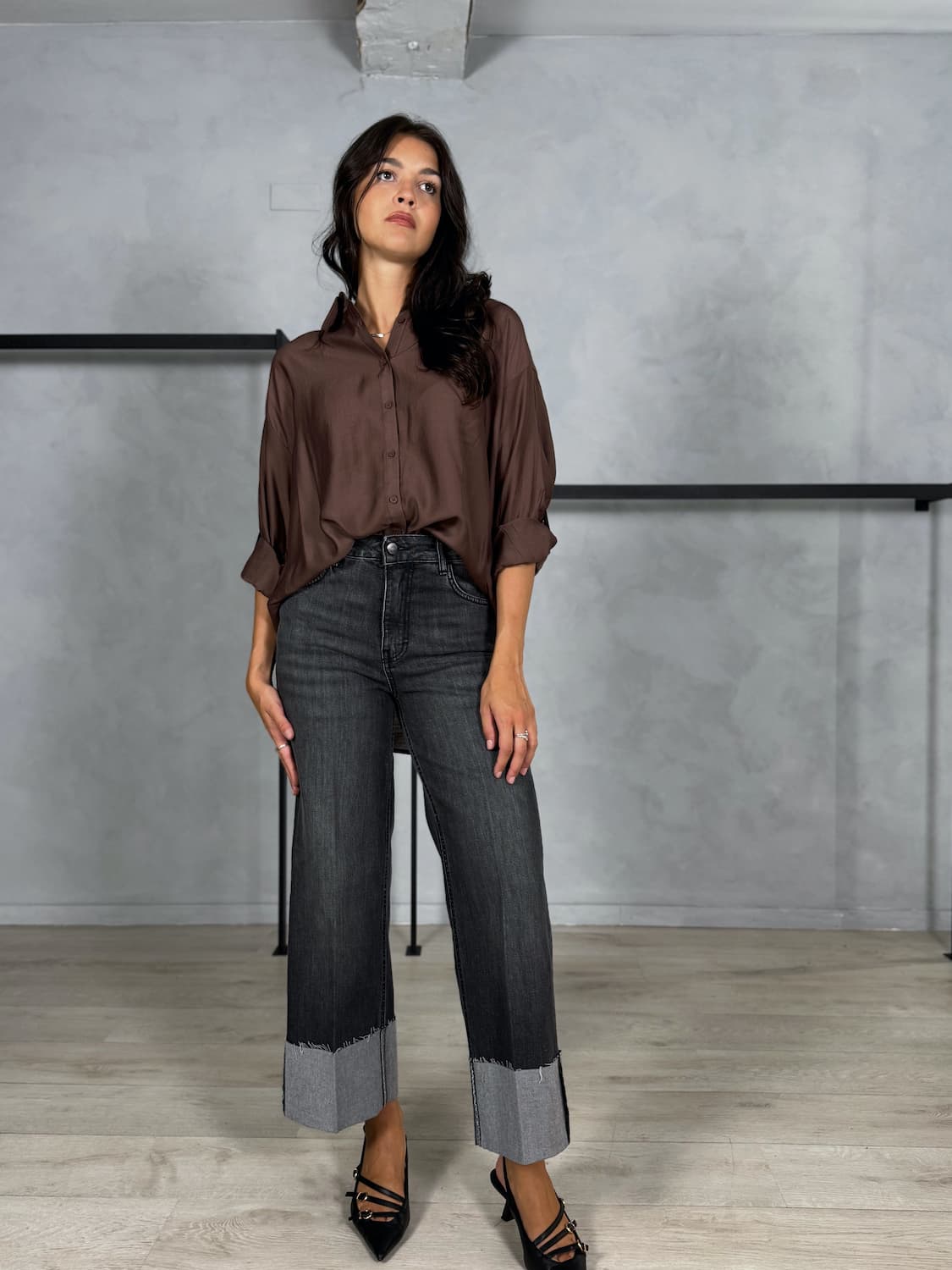 JEANS DRITTO CON RISVOLTO