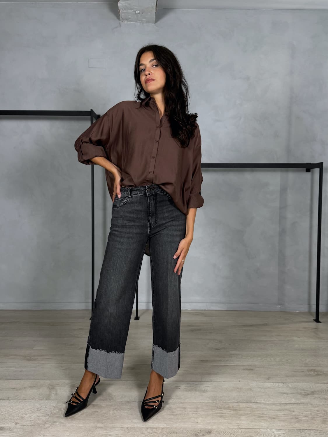 JEANS DRITTO CON RISVOLTO