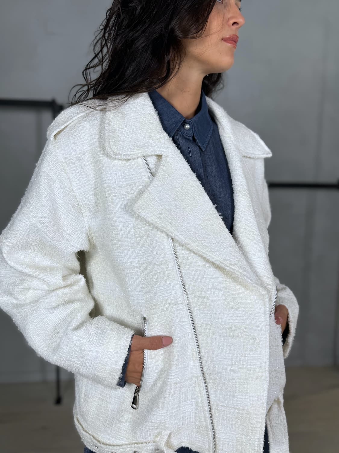 Bomber in tweed