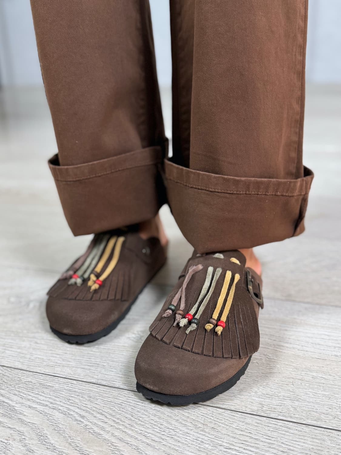 Mules camoscio con frange