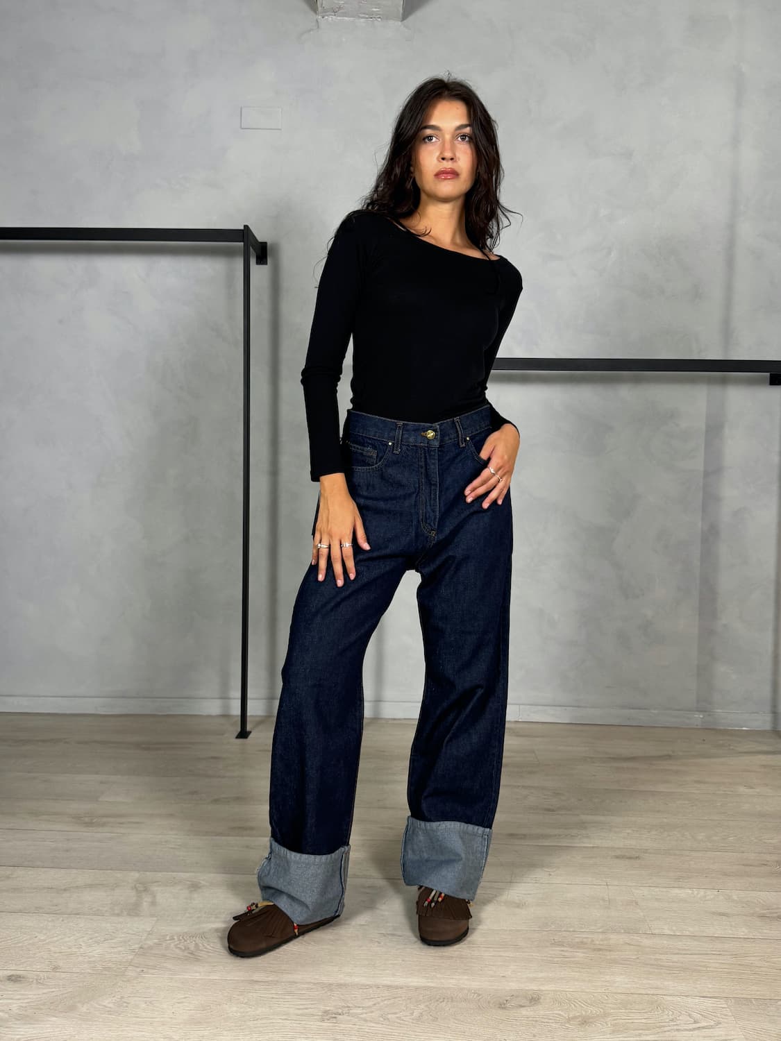DENIM BAGGY CON MAXI RISVOLTO
