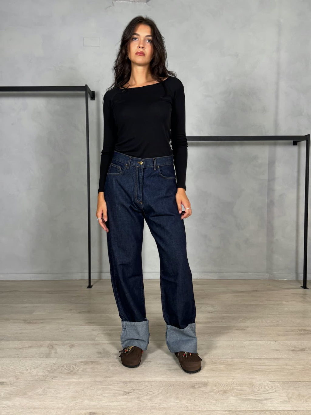 DENIM BAGGY CON MAXI RISVOLTO