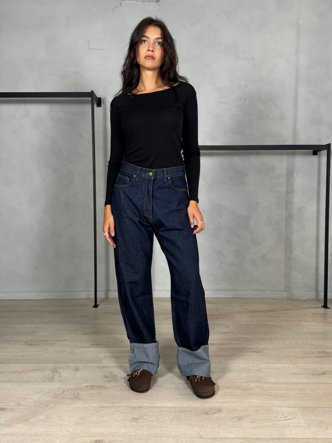 DENIM BAGGY CON MAXI RISVOLTO