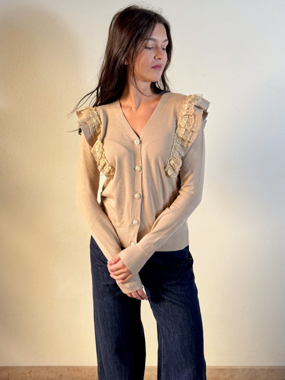 CARDIGAN CON BOTTONE GIOIELLO