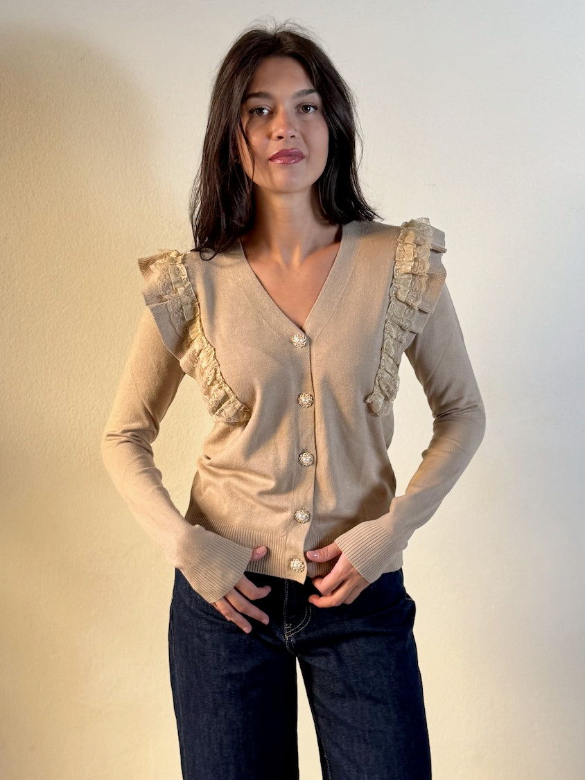 CARDIGAN CON BOTTONE GIOIELLO