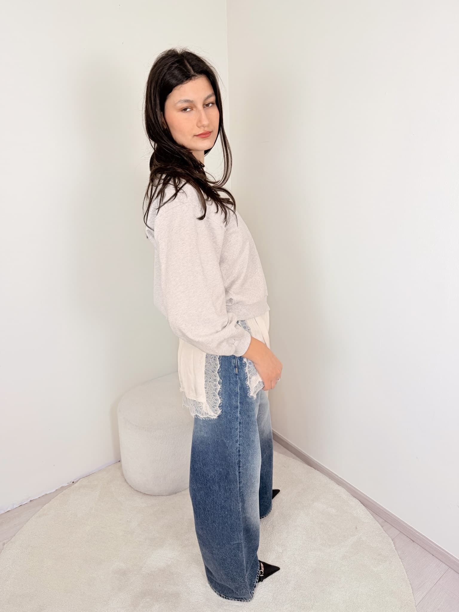 Felpa V con sottoveste