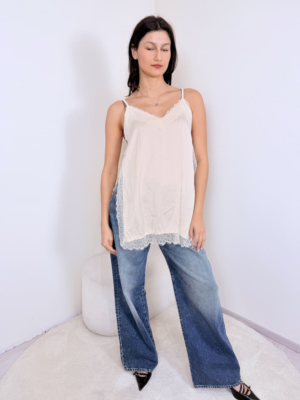 Felpa V con sottoveste