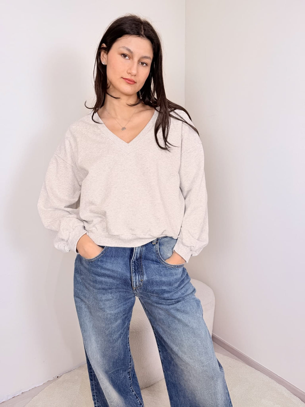 Felpa V con sottoveste